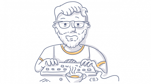 man working on computer doodle
